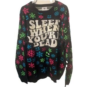 Barstool Sports Ugly Christmas Sweater  XL Pullover Neon  Sleep When You're Dead